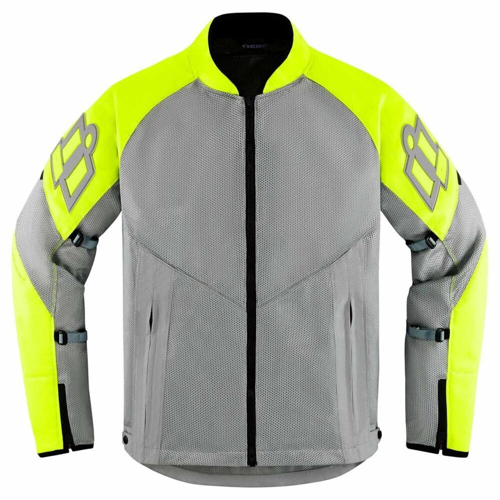 Icon Mesh AF2 CE Hi-Viz Grey and Yellow Motorcycle Jacket - Buy in 